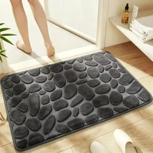 1 Pack Eco Friendly Microfiber Bathroom Rug Pebble Embossed Super Absorbent Non Slip Soft Mat for Shower Bathtub Home Decor