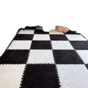 1 Pcs Non Slip Modern Square Carpet Tiles Machine Made 1.5cm Thick Foam Backing Soft Shaggy Fluffy Home Carpet for Living Room
