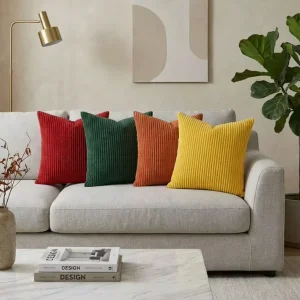 1 Piece Square Traditional Striped 100% Polyester Pillow Covers Machine Washable for Home Decor