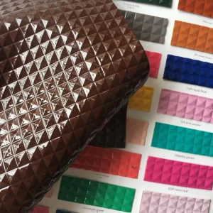 1.0mm High gloss Raised Large Diamond pattern PVC Synthetic Leather Fabric Three dimensional Effect Soft Upholstery Background