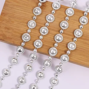 1.3cm Width Half Round Braid Rhinestone Plastic Garment Shoe Bag Decorative Trimming Carnival Costumes DIY Craft