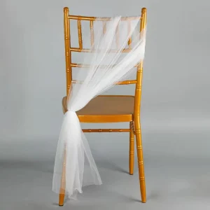 1.5M White Chair Veil Decoration Chair Bow Band Belt Ties Banquet Wedding Chair Sash