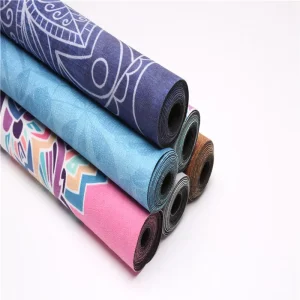 1.5mm Natural Rubber Suede Yoga Mat Sweat Absorbent Machine Washable Travel Exercise Mat
