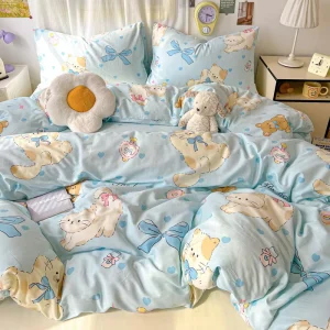 1.8KG 1.5m Pure Cotton Modern Eco Friendly Bedding Set Medium Thickness Printed for Spring Use 4 Piece All Cotton Bedding Set