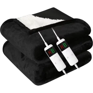 10 Heating Levels 8 Hours Auto Shut Fast Heating Overheating Protection Machine Washable Double Control Quilted 120W Electric