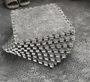 10 Piece Tufted Solid Interlocking Foam Carpet Tiles 30 X 30 Cm with Border Non Slip Room Floor Mats