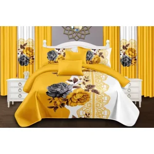 10 Pieces Bed Sheet Set 3D Printed Curtain Bedding Set Cotton Filling Quilting Bedspread Set for Home Use
