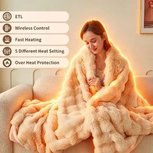 10 rabbit fur Heating Levels Warmer Thermal Electric Blanket Customized Size Thickened Flannel Heated Blanket for Bed