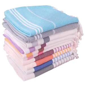 100*180cm Custom Design Luxury Turkish Beach Towels with Tassel Sand Free Summer Recycled Cotton Quick Dry Lightweight