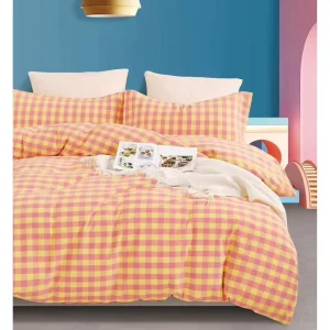 100% 40S Pre Washed Cotton Bedding Set 3 Piece Soft Wrinkled Texture Comforter Cover & Pillowcases Breathable All Season