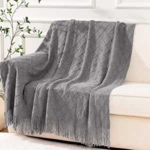 100% Acrylic Knitted Thick Tass Throw Blankets Eco-Friendly Plain Style with Printed Pattern for Decorative Use