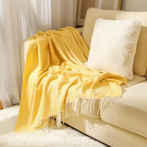 100% Acrylic Large Size Custom Knitted Throw Blankets Super Soft Woven Breathable Eco-Friendly Washable Weighted