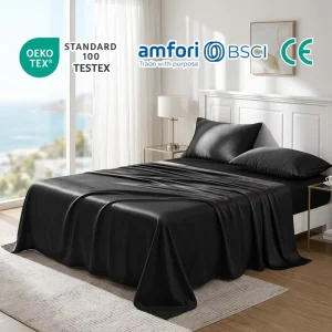 100% Bamboo Fiber Organic 300TC Breathable Cooling Bamboo Sheet Set 4Pcs Pillowcase for Home Linen Distributors