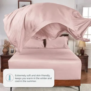 100% Bamboo Sateen Woven Duvet Cover Set and King Size Bed Sheets Set 400TC Home Use