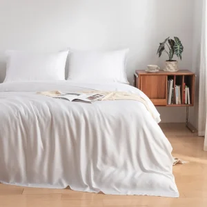 100% Bamboo Viscose Sheet and Pillowcase Set Lightweight Soft Deep Pockets Silky Cool Feel Cool Hand Flat Bedsheets