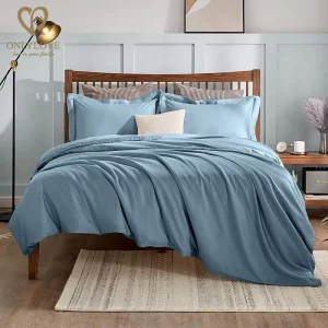100% Bamboo Woven 300TC OEKO TEX Certified Queen Size Solid Duvet Cover Set Home Hotel Hospital Plain Cooling