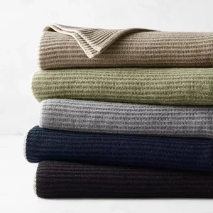 100% Cashmere Blanket Large Size Rib Knit Cashmere Throw