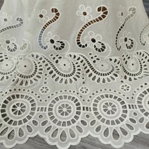 100% Combed Cotton Eyelet Embroidery Floral Medallion Pattern Soft Guipure Lace Fabric for Evening Dresses Skirts Clothes