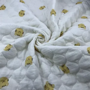 100% Combed Cotton Printed Crepe De Chine Woven Textile Cartoon Tiger Design Thickened Cotton for Baby Clothing Jackets