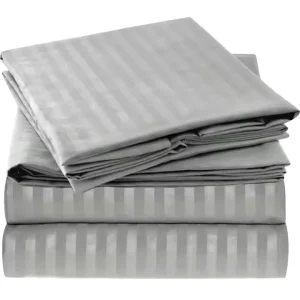 100% Cotton 1 cm Horizontal Stripe Hotel Bedding Set Duvet Cover Bed Sheet Set with Flat Sheet for King-size Bed