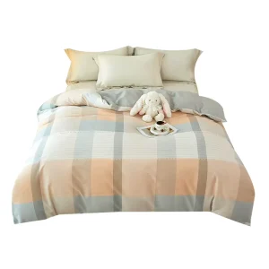 100% Cotton 200TC Plaid Checkered Duvet Cover Queen King Soft Anti-Pilling Zipper Bedding Home Modern Style All-Season