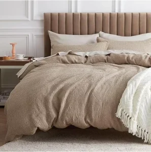 100% Cotton 200TC Waffle Duvet Cover Set Twin Size Solid GentleSoft Breathable European American Style Customizable