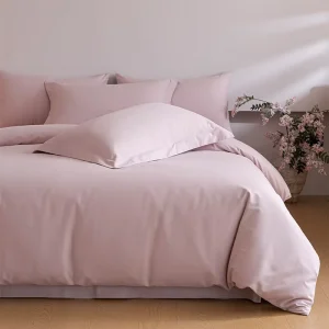 100% Cotton 200TC Woven Twill Organic Eco Friendly Duvet Cover Set Solid 40S 133×72 Anti Pilling Breathable 4 Piece Custom Logo