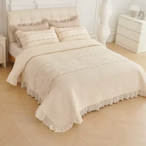 100% Cotton 3 Pcs of Quilted Quilt Sets Quilted Coverlet with 2 Pillowcases