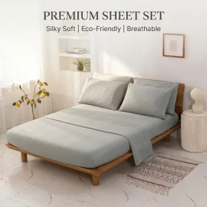 100% Cotton 300 Thread Count Bedding Set 300T Luxury Hotel Soft Breathable Bed Sheet Fitted Sheet Pillowcases 4pcs Set