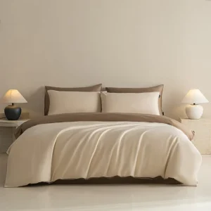 100% Cotton 300TC Sateen Floral Two-Tone Ultra Soft 4-Piece Duvet Cover Bedding Set for Home