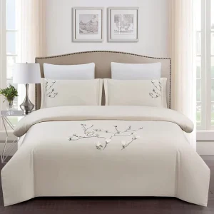Personalized Premium Quality 100% Cotton Floral Embroidery 3 Piece Comforter Sets for Nursing Home and Wellness Center