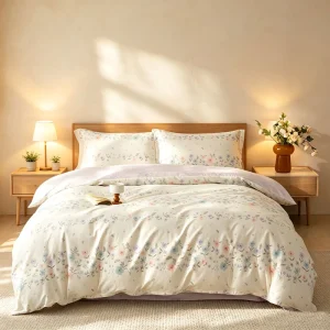 100% Cotton 4-Piece Bedding Set Includes Duvet Cover Flat Sheet & Pillowcases Home Dorm Use