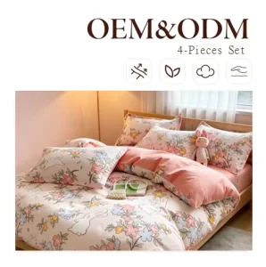 100% Cotton 4-Piece Comforter Set with Fitted Bed Sheet Simple Design Quality 300tc Thread Count Eco-Friendly All-Season