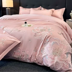 100% Cotton 4 Pieces Bed Sheet Duvet Cover Wedding Home Hotel King Size Embroidery Luxury Bedding Sets