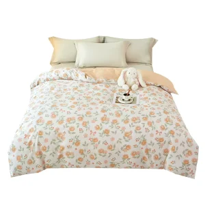 100% Cotton 40 Count 200TC Small Floral Duvet Cover Queen King Size Soft Anti Pilling Zipper Easy Care Machine Washable