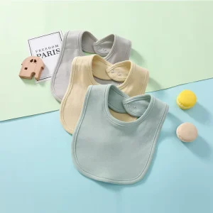 100% Cotton Bandana Bib Button Closure Waterproof OEM Service Available Printed Logo Newborn Baby Bib