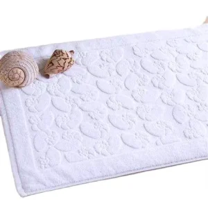 100% Cotton Bath Mat Non Slip Absorbent Jacquard Design Hotel Quality Bathroom Rug