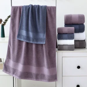 100% Cotton Bath Towel Rectangle Quick Dry Solid Color Woven Home Use Soft Absorbent Eco Friendly for Tub Mats