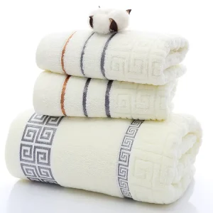 100% Cotton Bath Towel Set Jacquard Printed Plain Style Boxed Gift Hotels and Beach Soft Absorbent Custom Logo