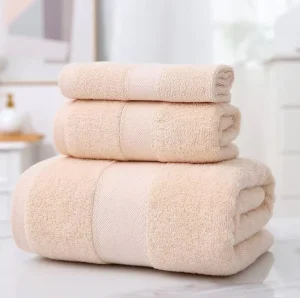 100% Cotton Bath Towel Soft and Quick Dry for Adults Solid Color Bathroom Sets for Home or Hotel