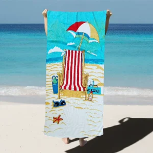 100% Cotton Beach Towel Custom Logo Printed Sand Free Popular OEM ODM Size and Pattern Options