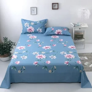 100% Cotton Bed Sheets Set Good Quality Floral Pattern Flat Sheet for Home Textile Use in Living Room