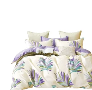 100% Cotton Bedding Set Bed Sheet with Elegent Leaves Printing