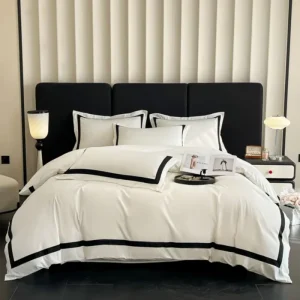 100% Cotton Bedding Set Ivory Color Bamboo Fiber Comfortable Skin-friendly Pillowcase Bed Sheet Duvet Cover 4-piece Set