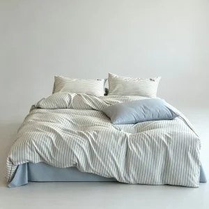 100% Cotton Bedding Set Minimalist Thin Striped Duvet Cover Set Soft Breathable Casual Style Home Bedroom Textile All Season