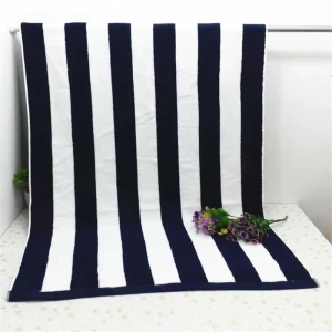 100% Cotton Black and White Striped Beach Towel Terry Cotton Beach Towel