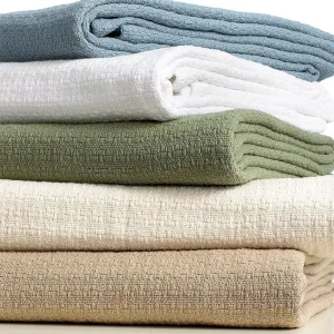 100% Cotton Blanket Knitted Throw Sofa Bed Custom Solid Color Size Soft Skin Friendly