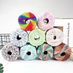 100% Cotton Blended Lace Yarns Middle Thin Dyed Thread for Hand Knitting and Crochet Spun Yarn Type