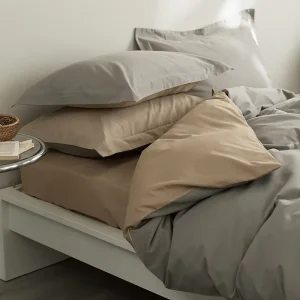 100% Cotton Brushed Bedding Set, 100-Count, Reactive Dyed Solid Color, 4 Piece (Home Use)