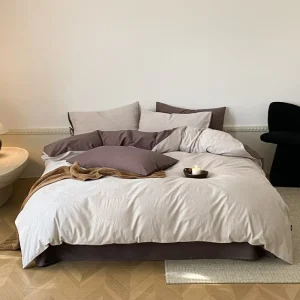 100% Cotton Brushed Jacquard Bedding Set Minimalist Bow Tie Design Factory for Home Hotel & Homestay